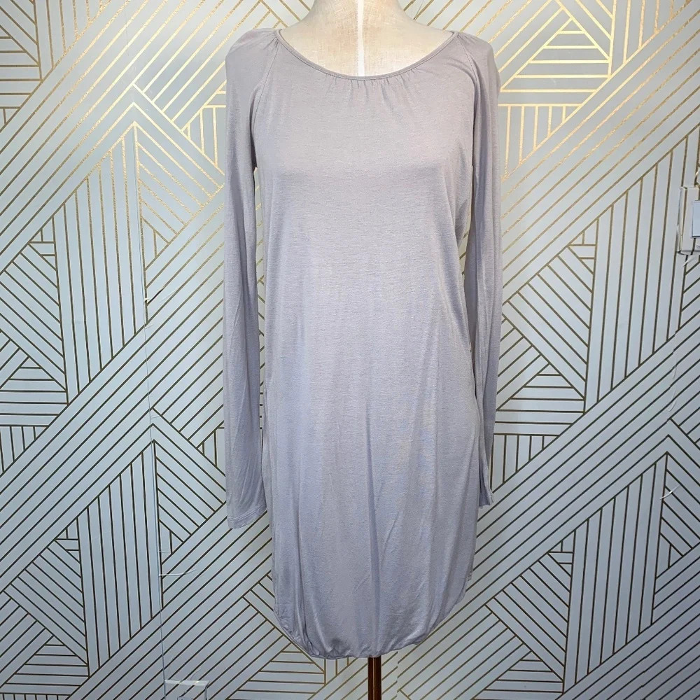 Reiss Beige Jersey Long‎ Sleeve Draped Back Dress